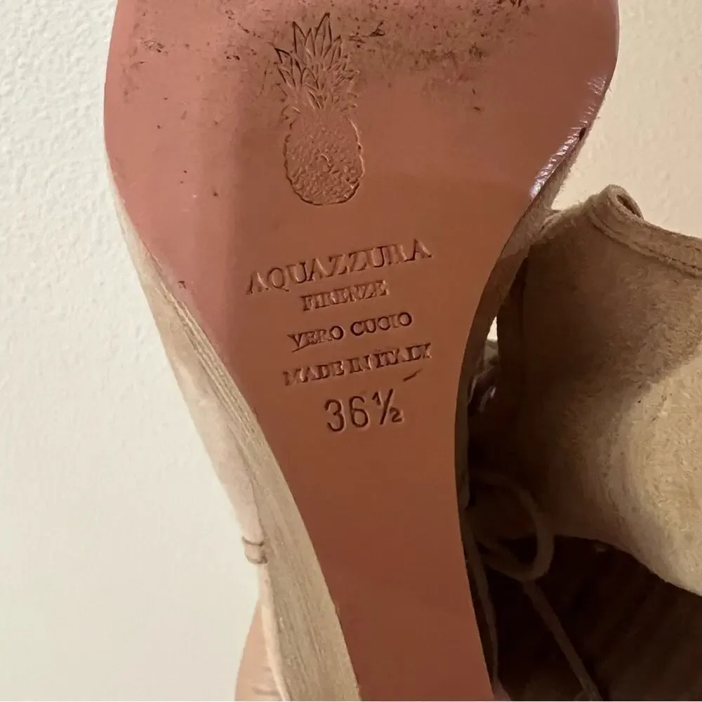 Aquazzura Firenze tan nude Sexy Thing Wedges 85 strappy heels  36.5